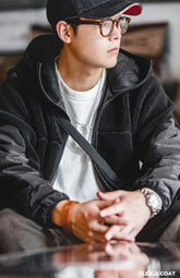 Maden Casual Imitation Lamb Wool Jackets for Men Thickened Loose Male Winter Coats Korean Fashion Hooded Warm Jacket Streetwear